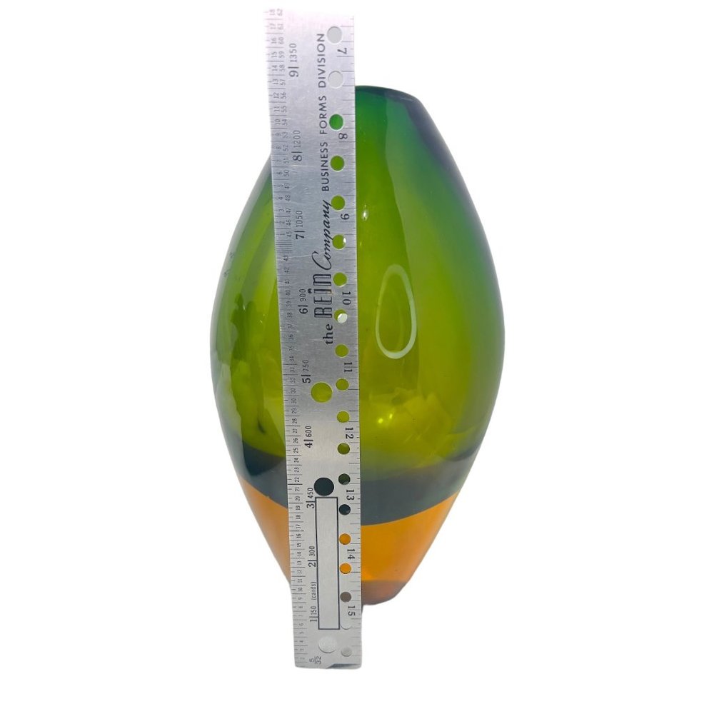 Murano Sommerso Vintage Green and Amber Glass Vase by Flavio Poli Seguso 1665-66 - Picture 9 of 10